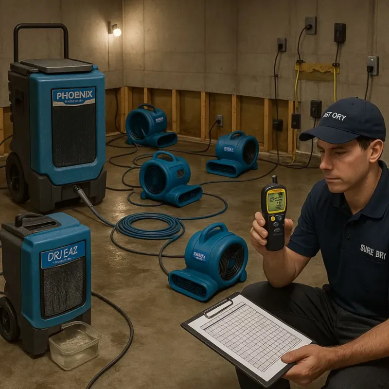 Structural Drying and Dehumidification process in Olmos Park, TX